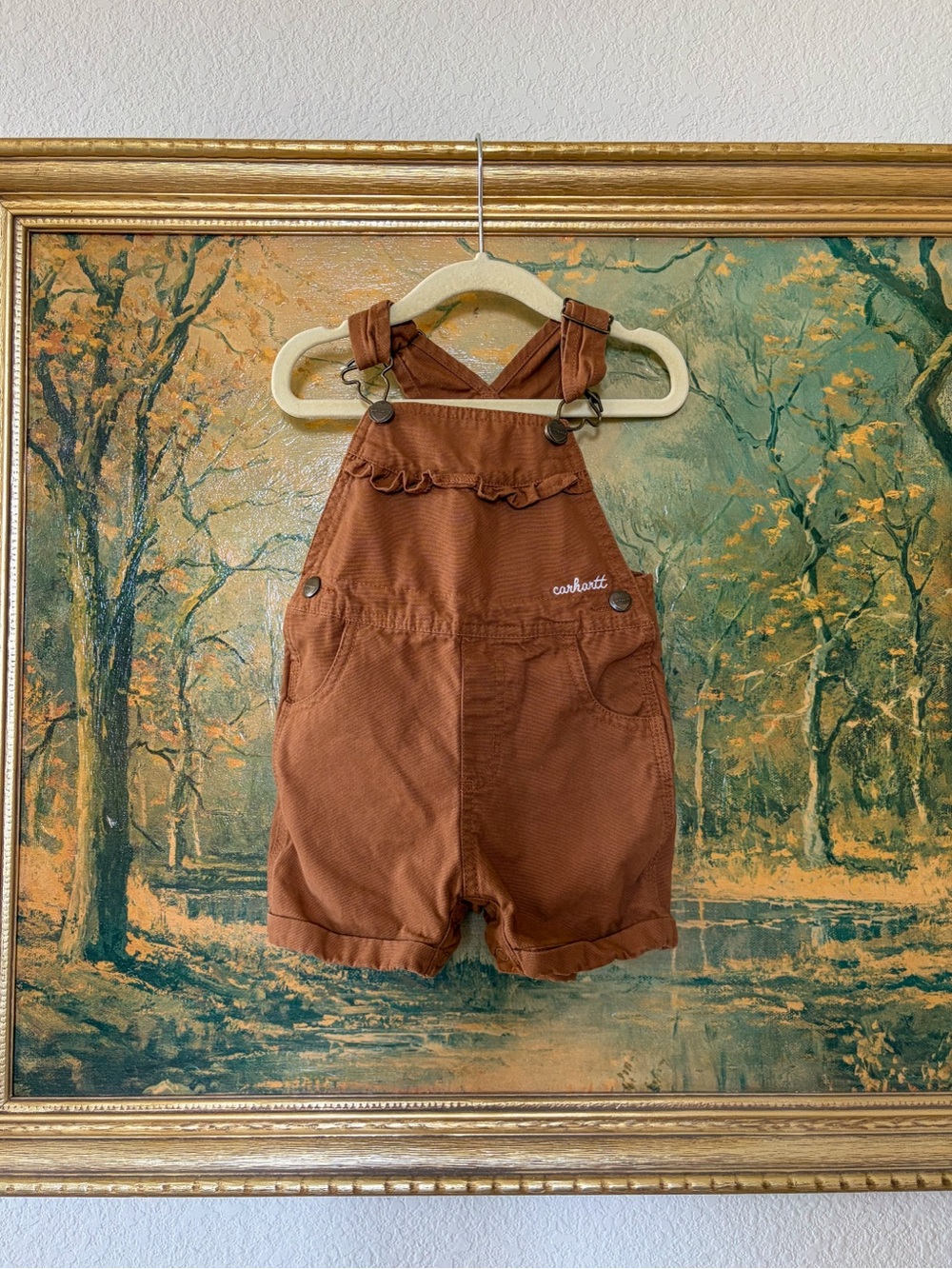 Carhartt Toddler Rust Brown Ruffle Short Overalls